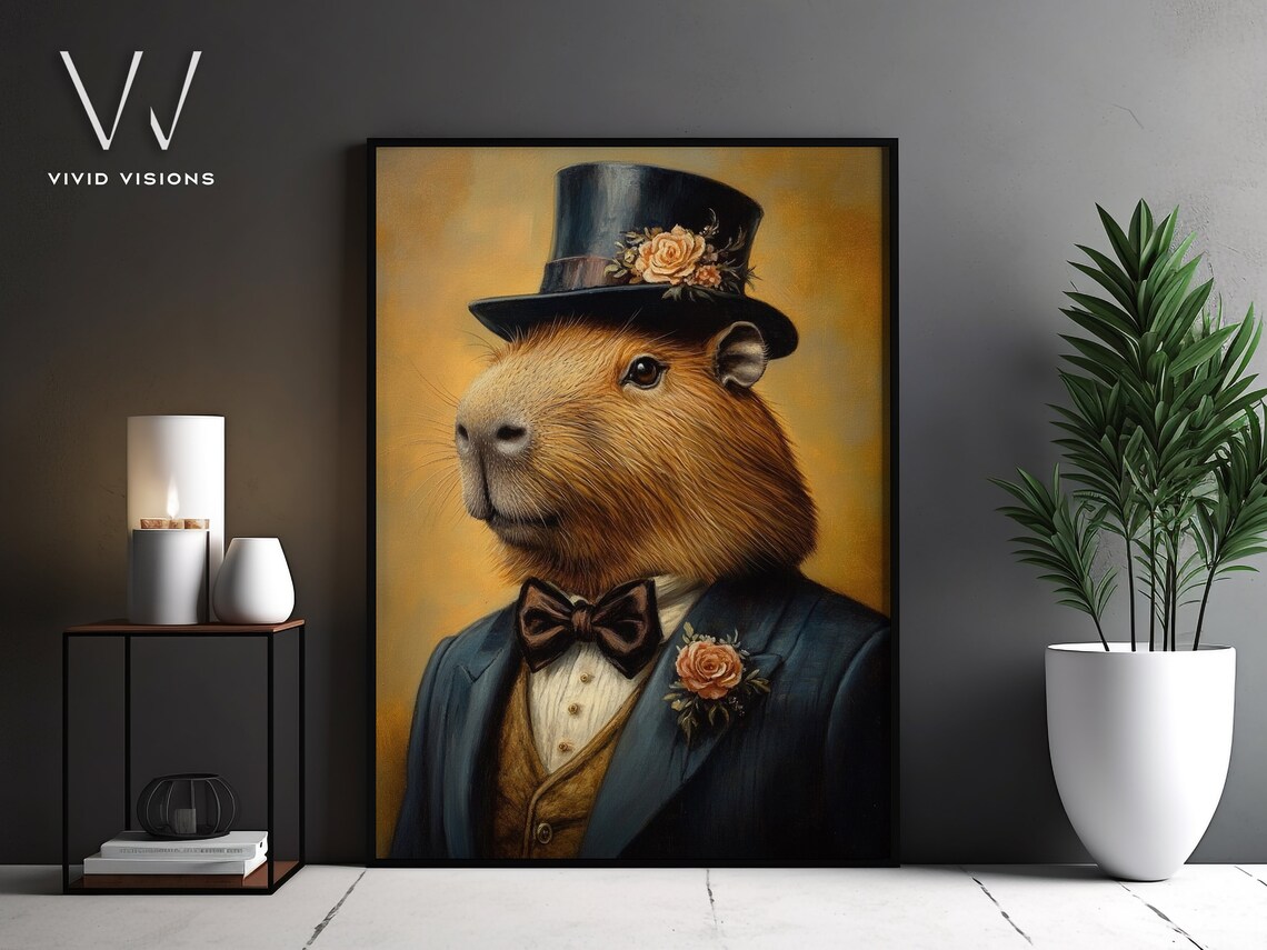 Vintage Aristocratic Capybara Portrait Art Print - Image 4