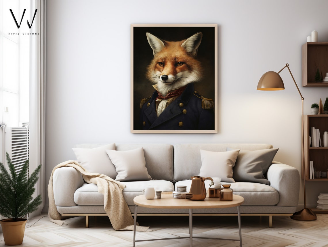 Red Fox Naval Coat Gold Buttons Admiral Style Portrait Poster - Image 3