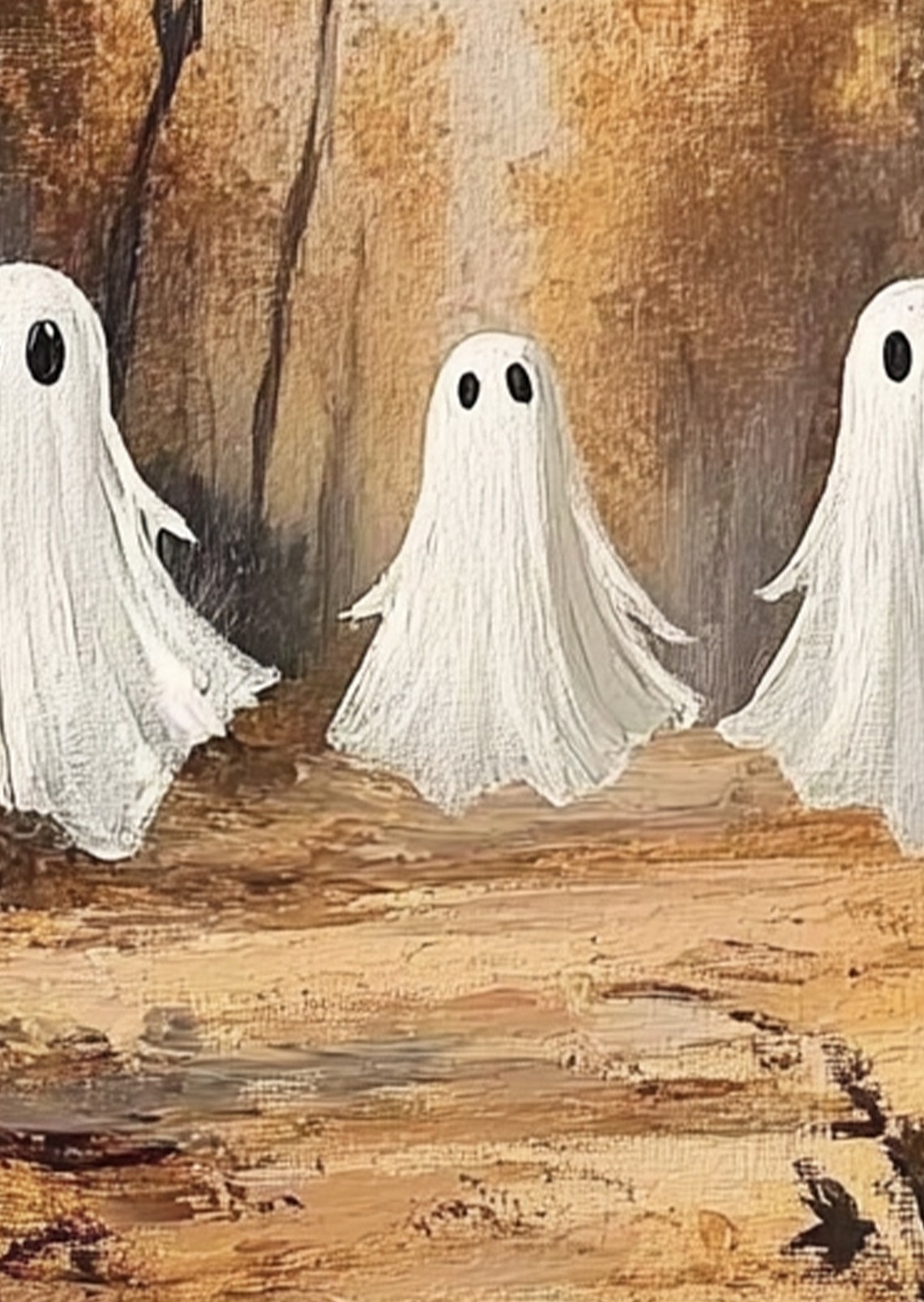 Tiny Ghosts Wandering An Autumn Woodland Trail Poster Fall Wall Decor - Image 2