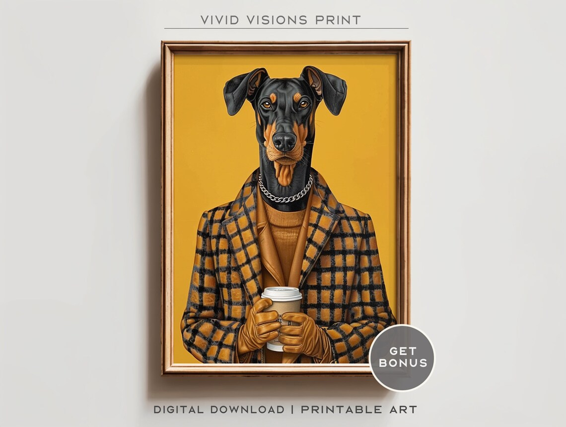 Modern Doberman Portrait, Contemporary Dog Poster