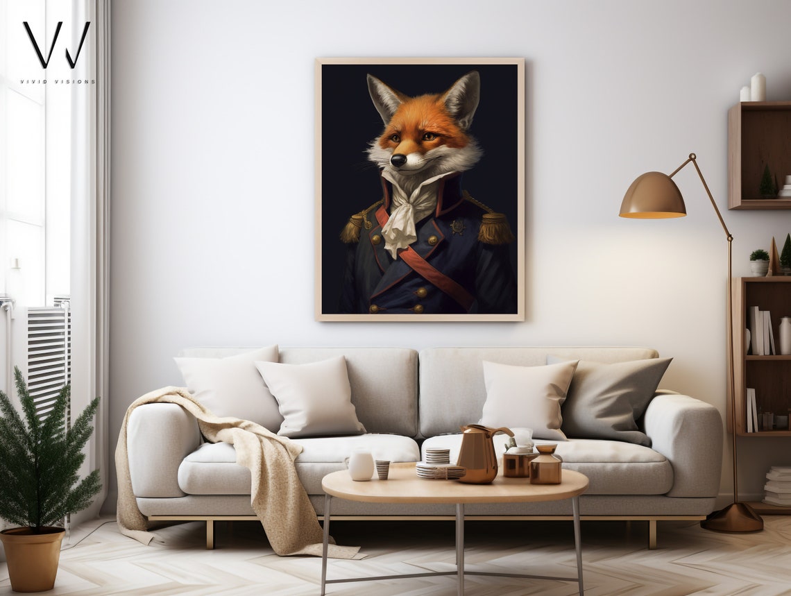 Red Fox Navy Military Uniform Gold Epaulettes Portrait Poster - Image 3