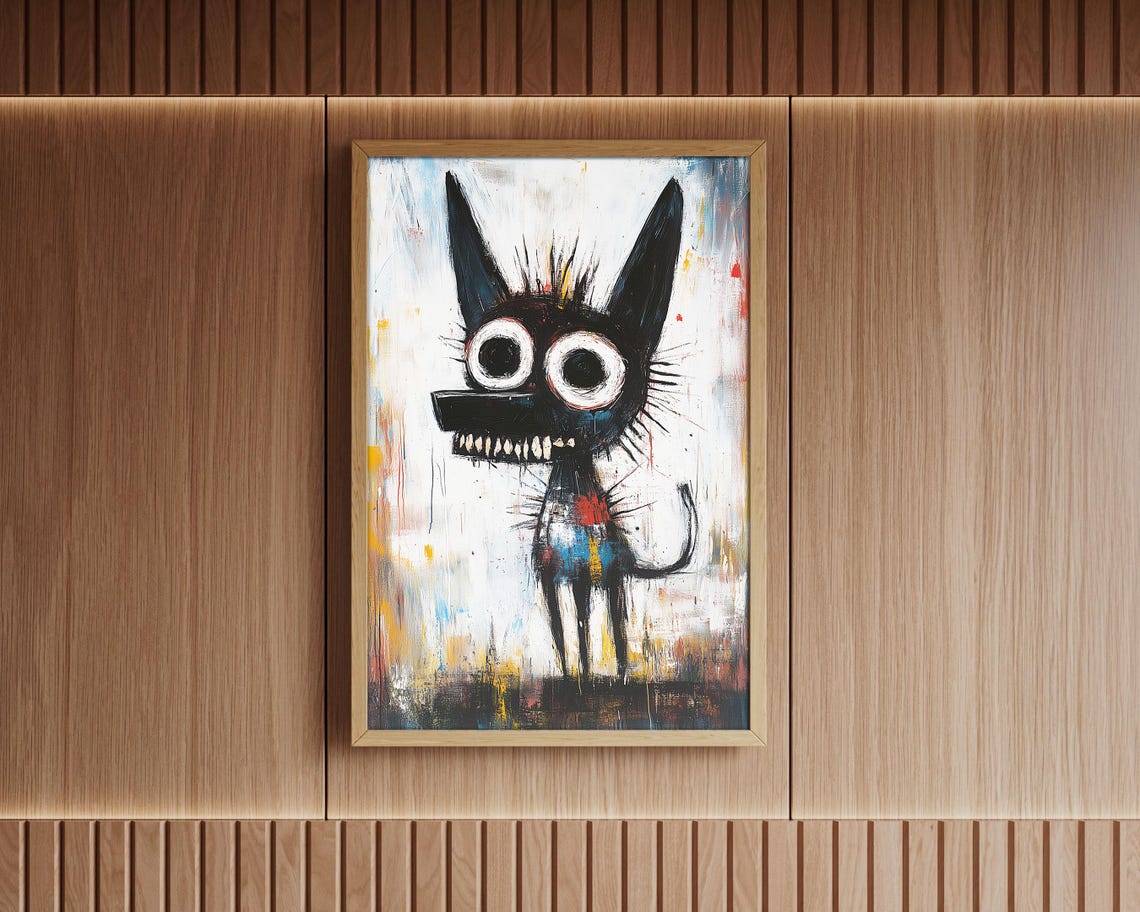 Abstract Expressionist Black Dog Big Eyes Colorful Pop Art Poster - Image 2