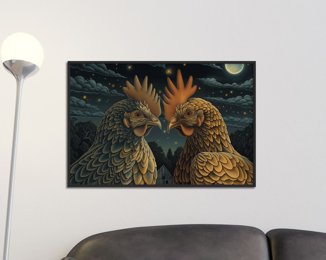 Meerkat Couple Nose To Nose Starry Night Celestial Animal Wall Art - Image 3