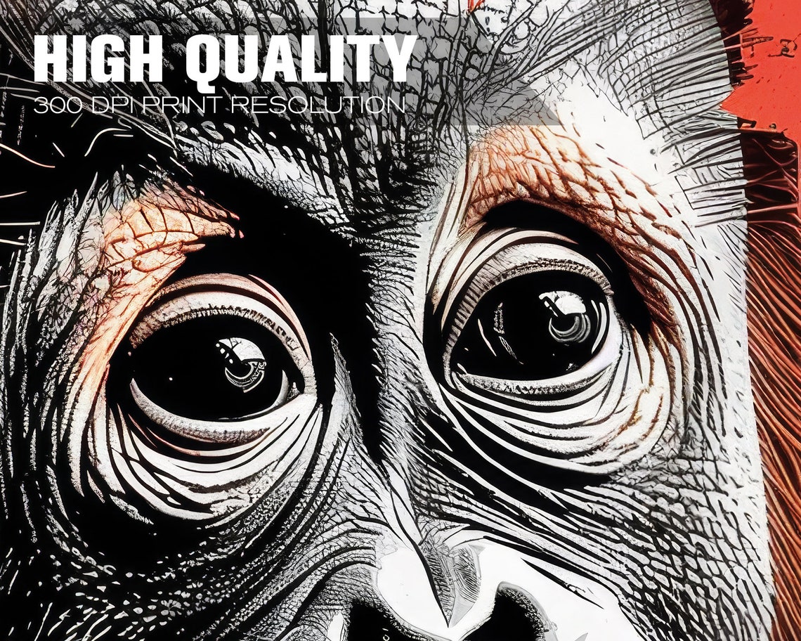 Graffiti Style Orangutan Portrait Urban Street Art Wildlife Poster - Image 4