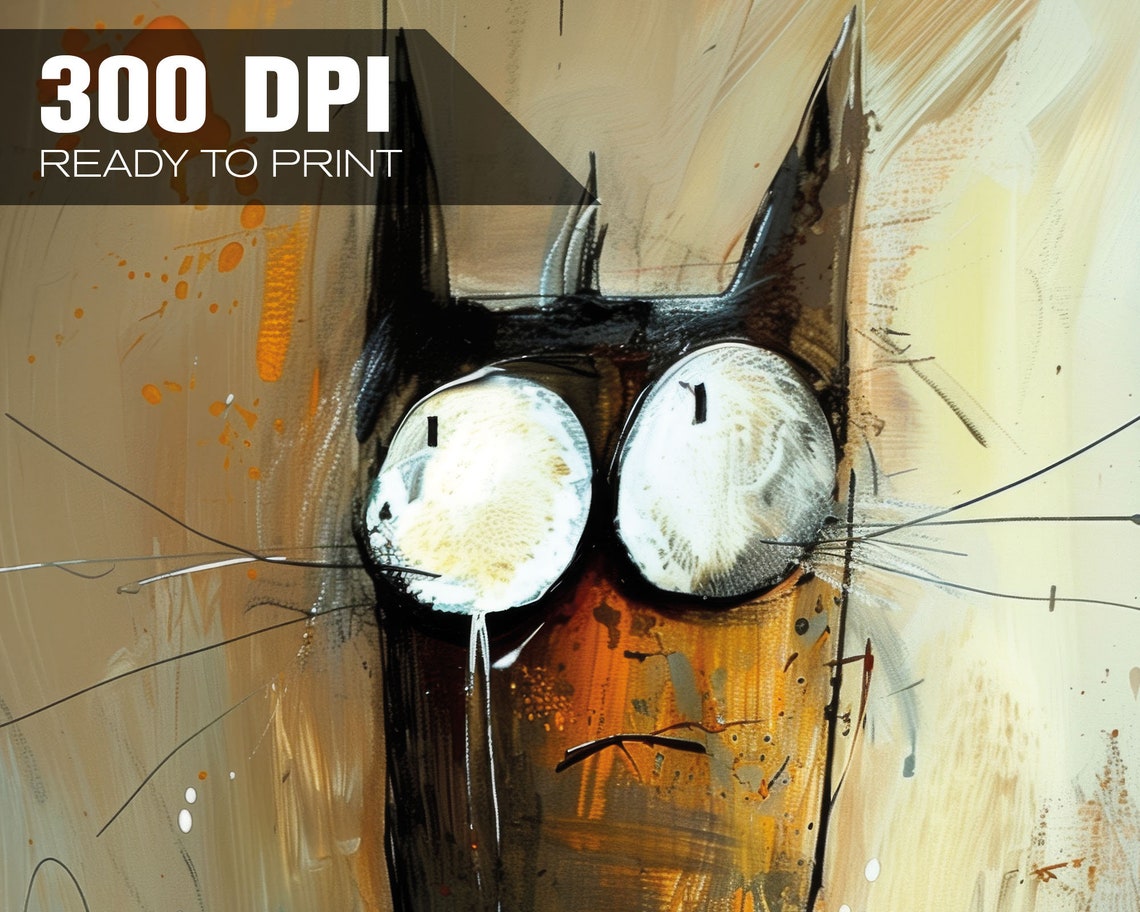 Crazy Creatures Cat Whimsical Funny Feline Abstract Art Poster - Image 4