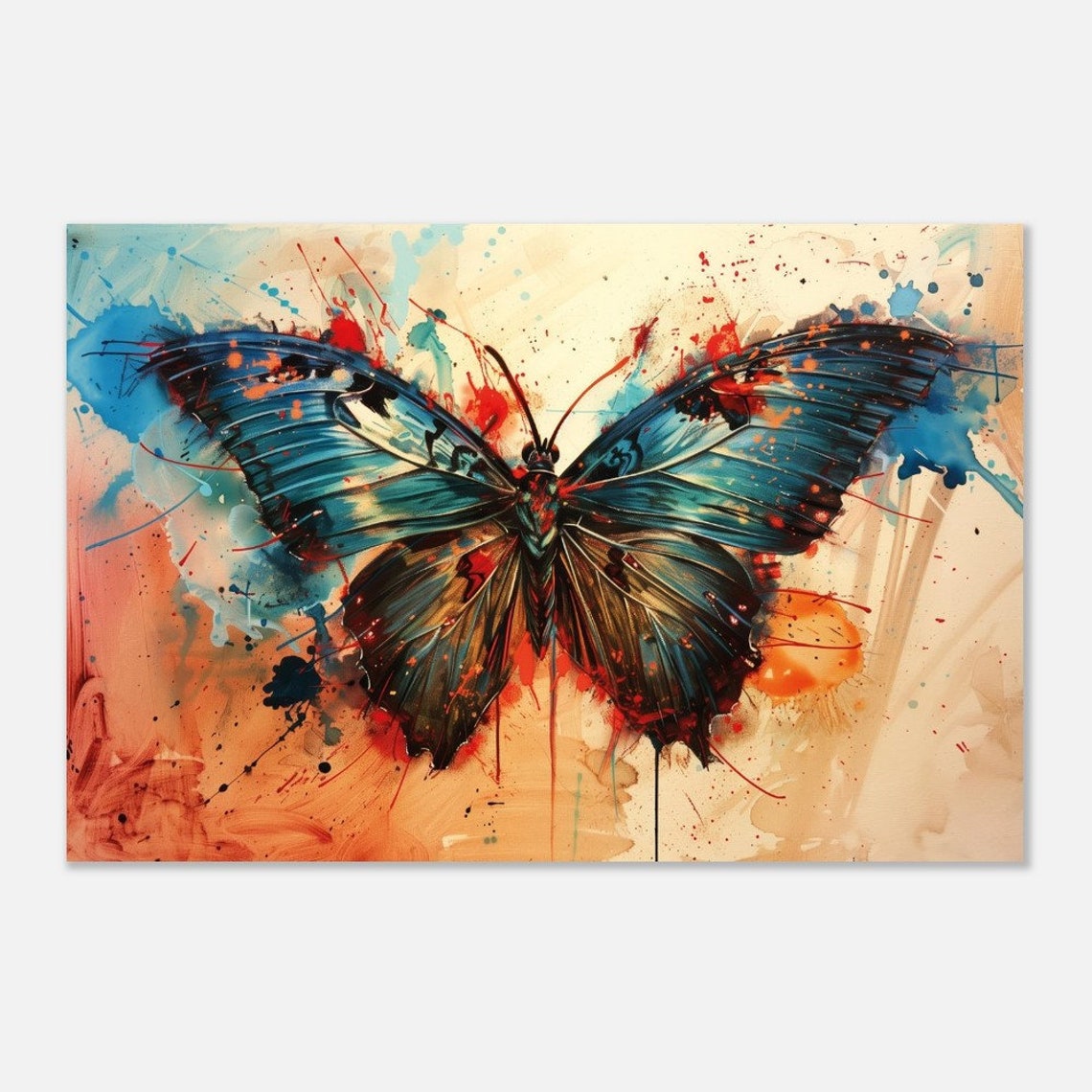 Microcosm Butterfly Spread Wings Macro Painting Vibrant Splash Poster - Image 4