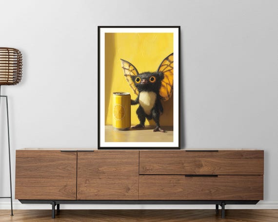 Zitronenfalter Funny Animal Art Print Quirky Lemon Butterfly Decor Unique Illustration Poster For Wall Gift For Art Lovers