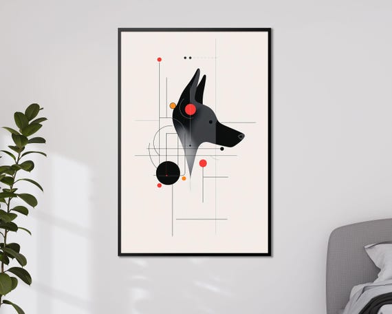 Geometric Dog Art Print Minimalist Dog Poster Abstract Animal Wall Art Modern Canine Illustration Unique Dog Lover Gift Home Decor