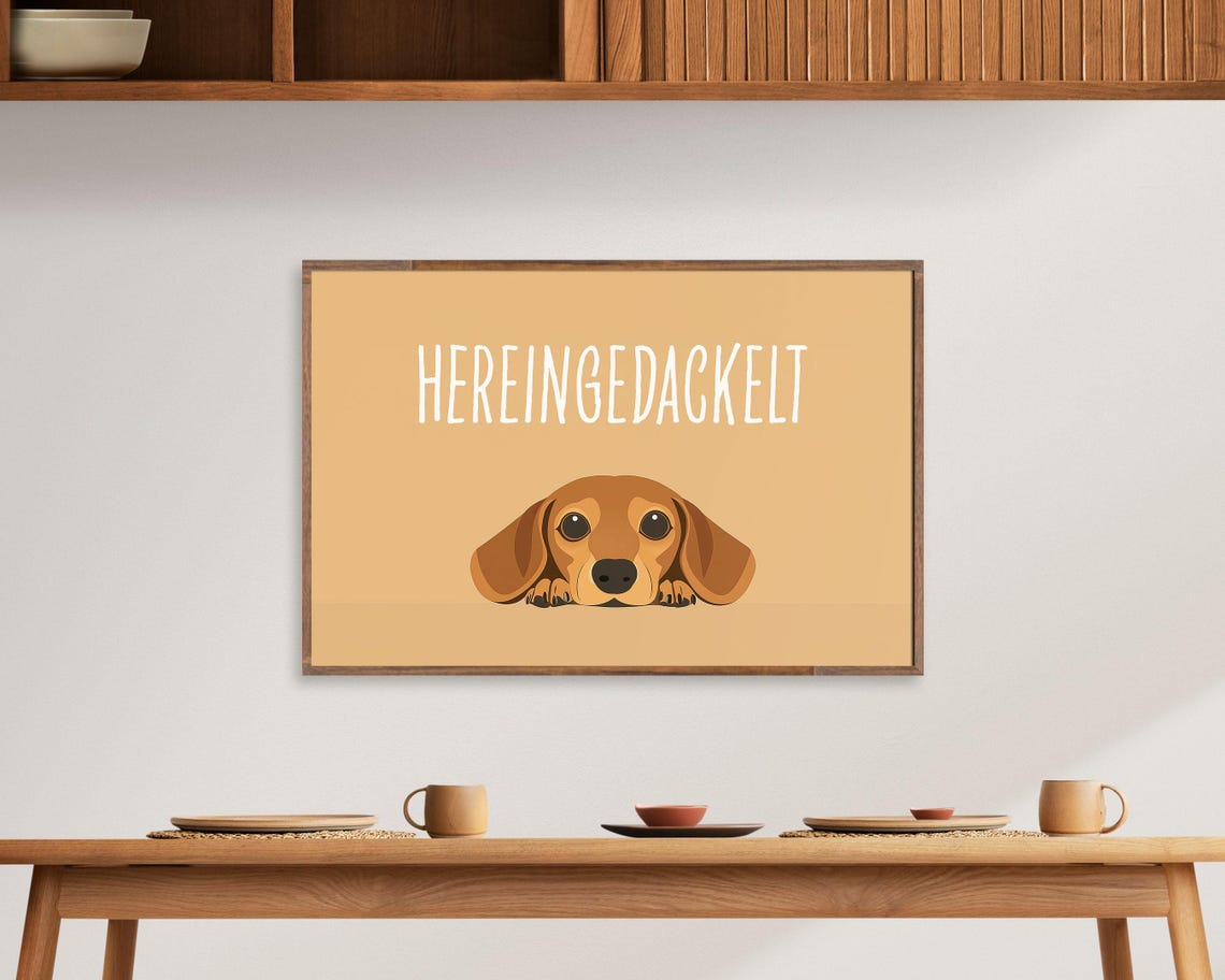 Funny Dachshund Quote Minimalist Tan German Text Dog Lover Poster - Image 4
