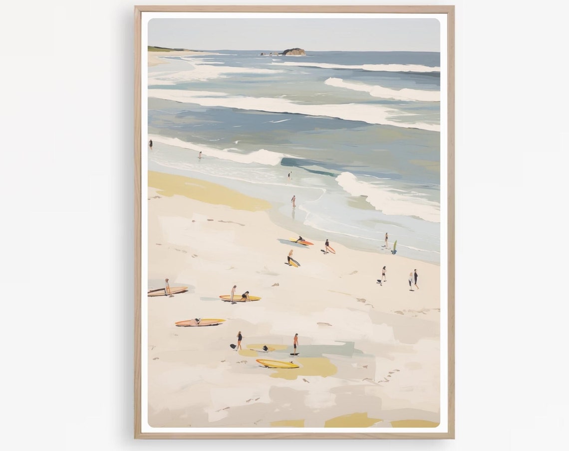 Australian Beach Art Print, Sydney Surfers Coastal Scene - Image 4