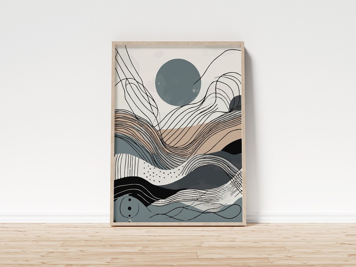 Modern Mid-Century Sun And Mountains Poster