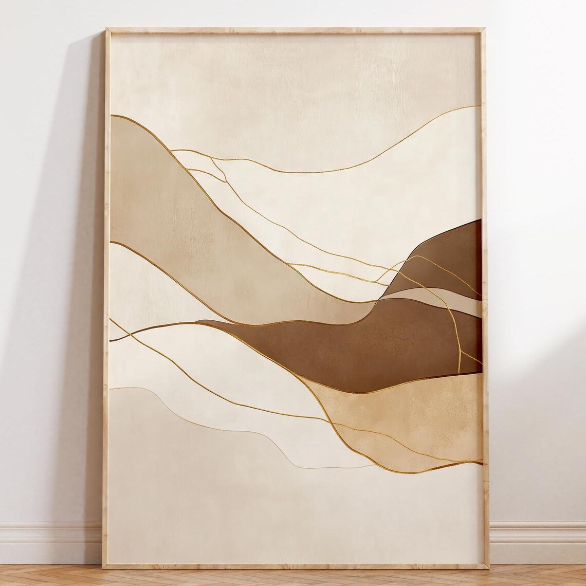 Golden Dunes Japandi Poster, Minimalist Landscape