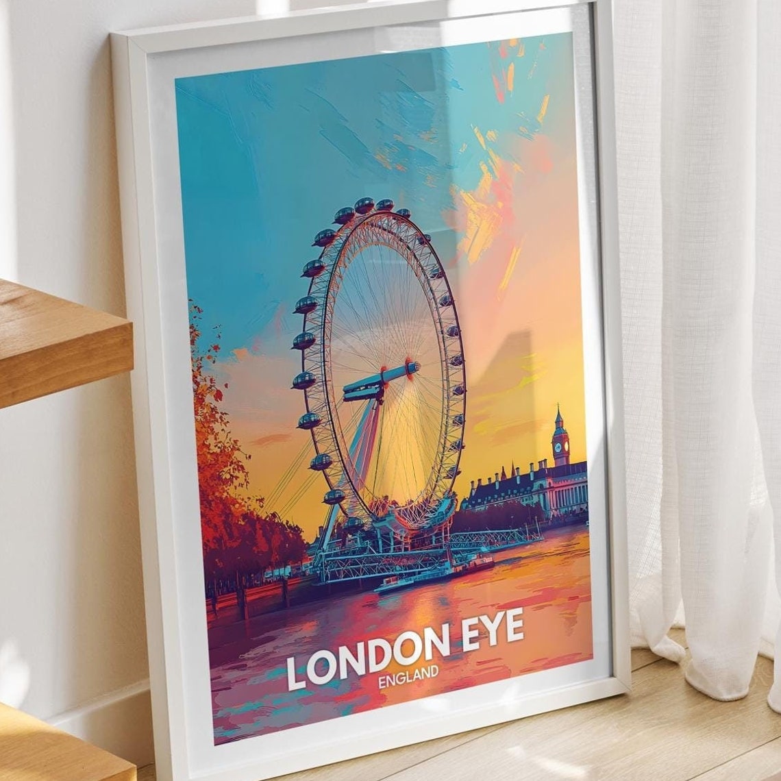 London Eye Print England London Eye Poster England Travel Art Poster United Kingdom Wall Art England Art Decor