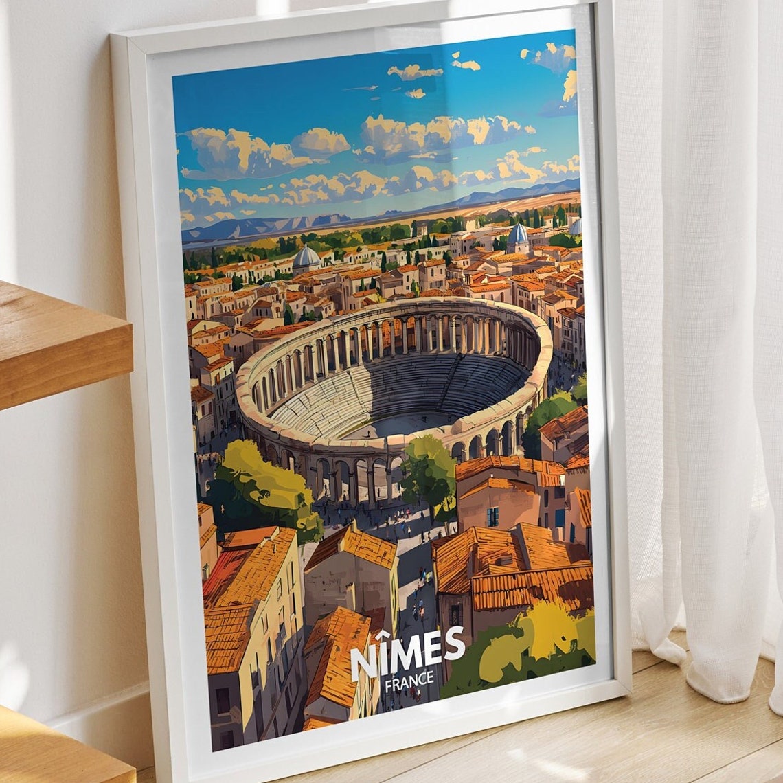 Nmes Travel Print France Nmes Travel Poster France Travel Poster France Cityscape Wall Art Unique City Art Decor
