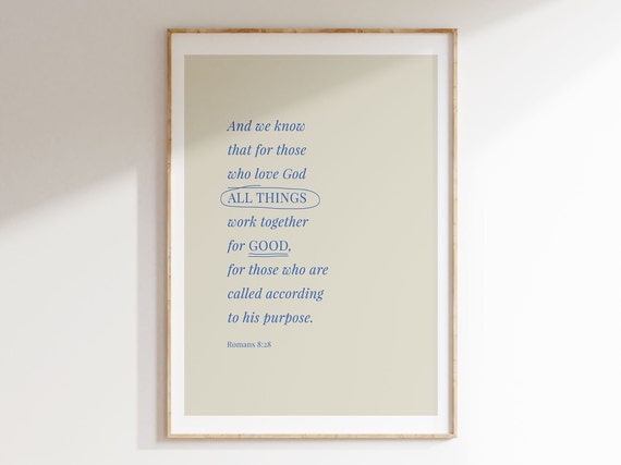 Romans 8:28 Christian Retro Nursery Art Print