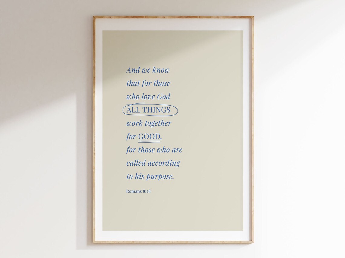 Romans 8:28 Christian Retro Nursery Art Print