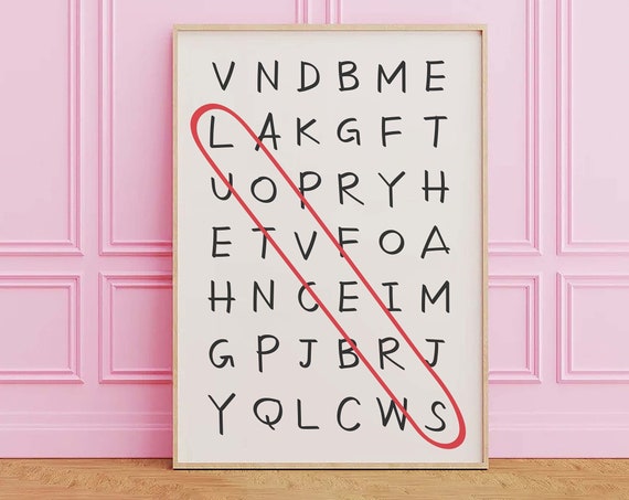 Lovers Word Search Print Art Valentines Day Decor Trendy Valentines Cute Valentines Print