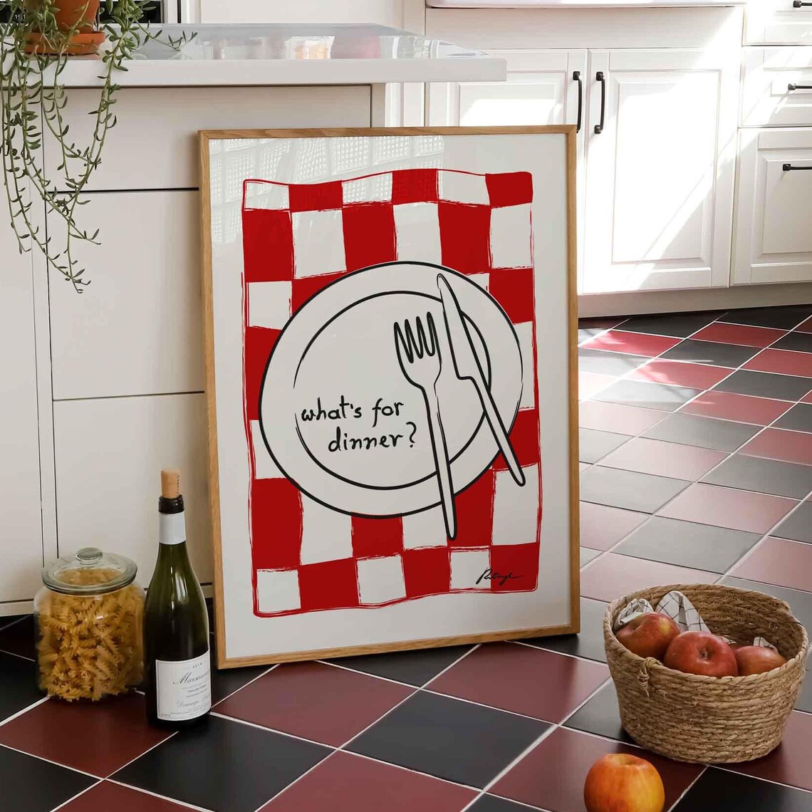 Whats For Dinner Kitchen Typography Pop Art Print