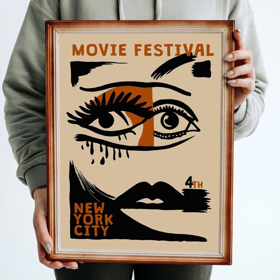 4th New York City Movie Festival Abstract Eyes Lips Pop Art Poster