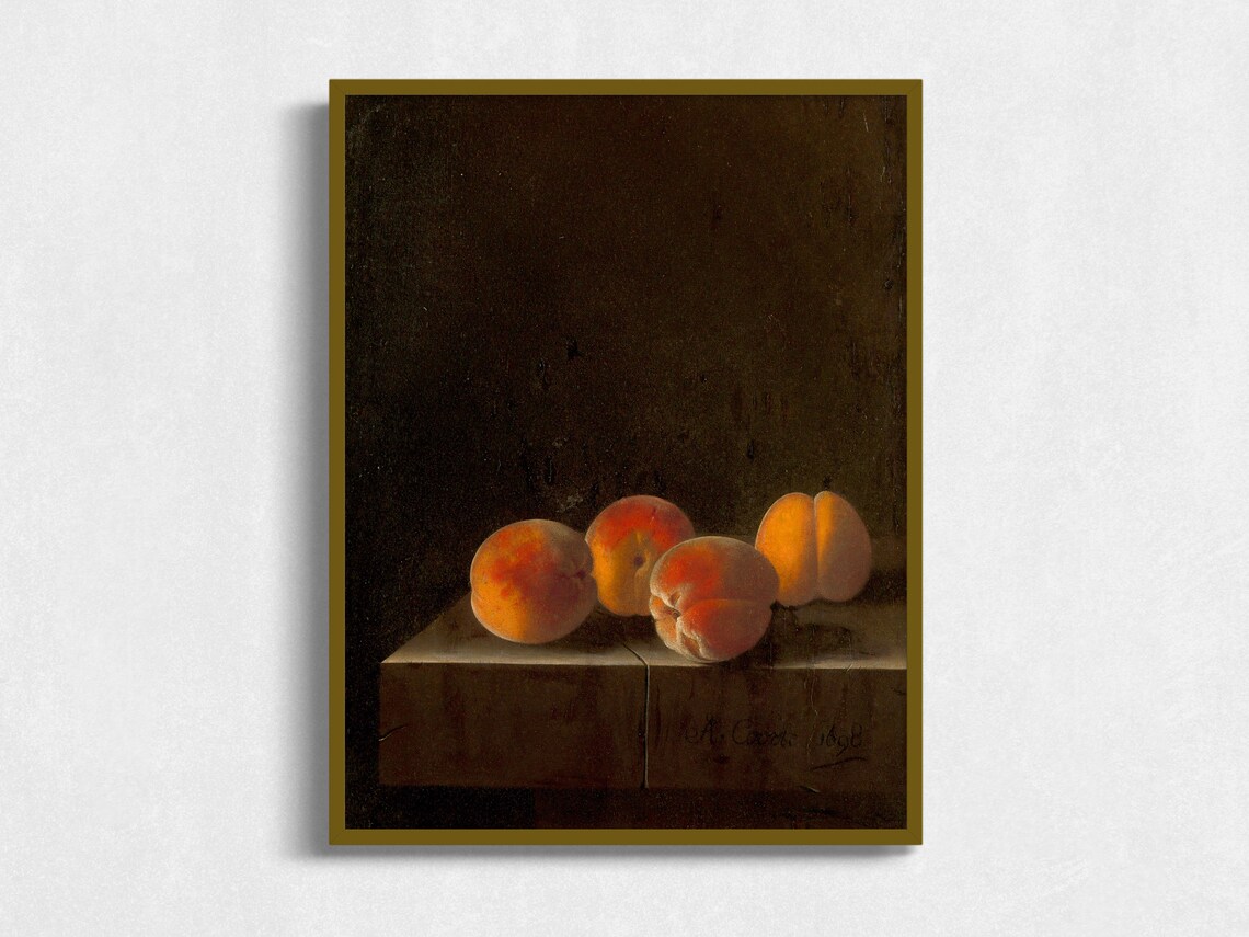 Vintage Fruit Still Life Art Print, Moody Painting