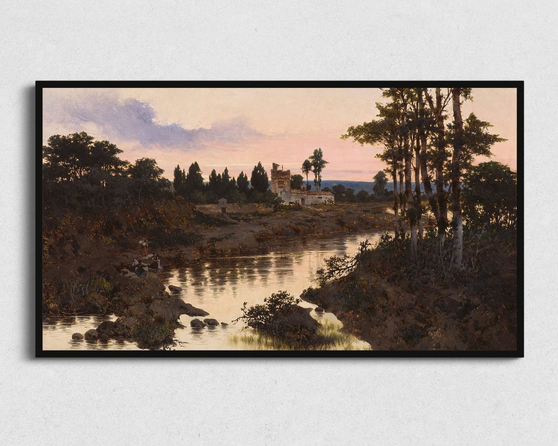 Vintage Frame Tv Art Moody Sunset Vintage Painting Frame Tv