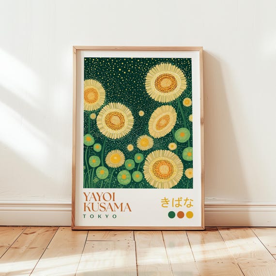 Yayoi Kusama Dandelion Print Modern Japanese Floral Wall Art