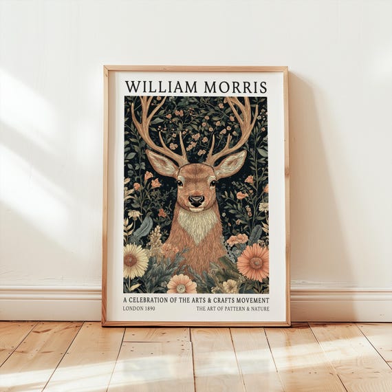 William Morris Deer Vintage Art Poster
