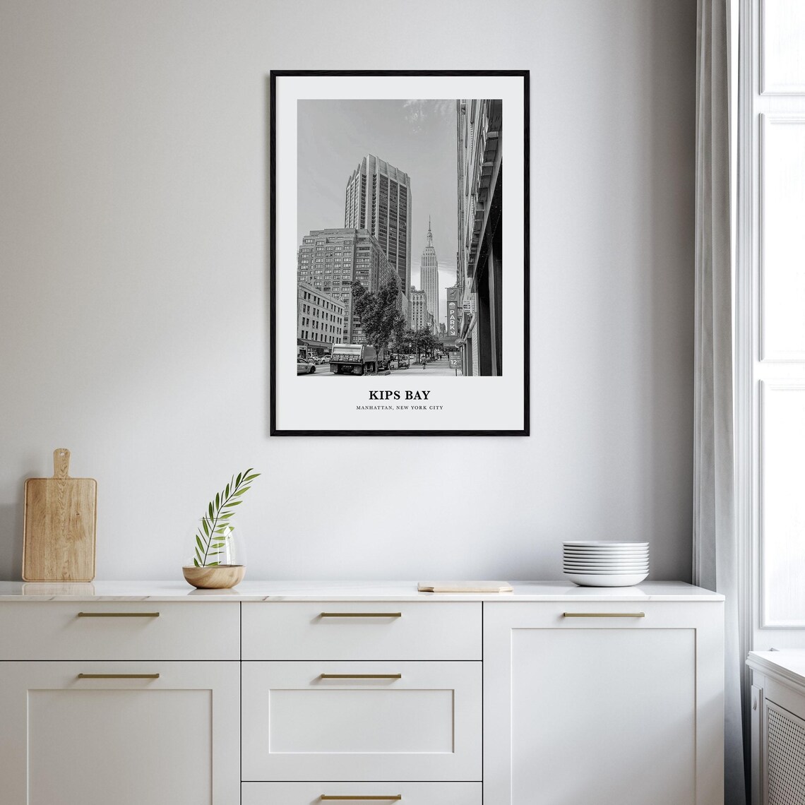 Kips Bay Manhattan Street Black and White City Travel Poster - Image 2