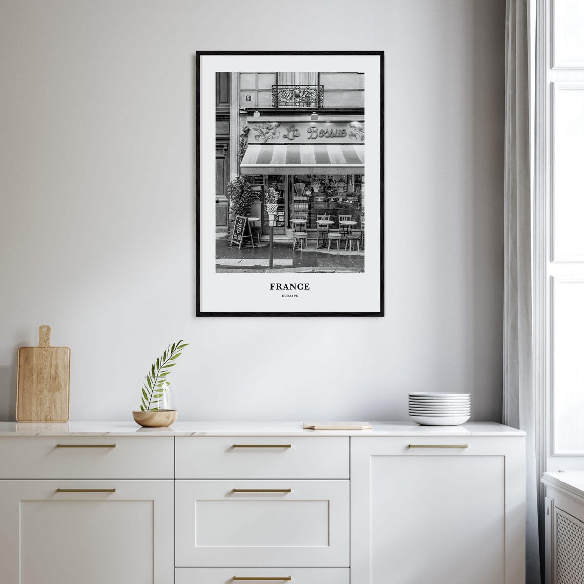 Paris France La Bossue Cafe Charming Storefront Black White Poster - Image 2
