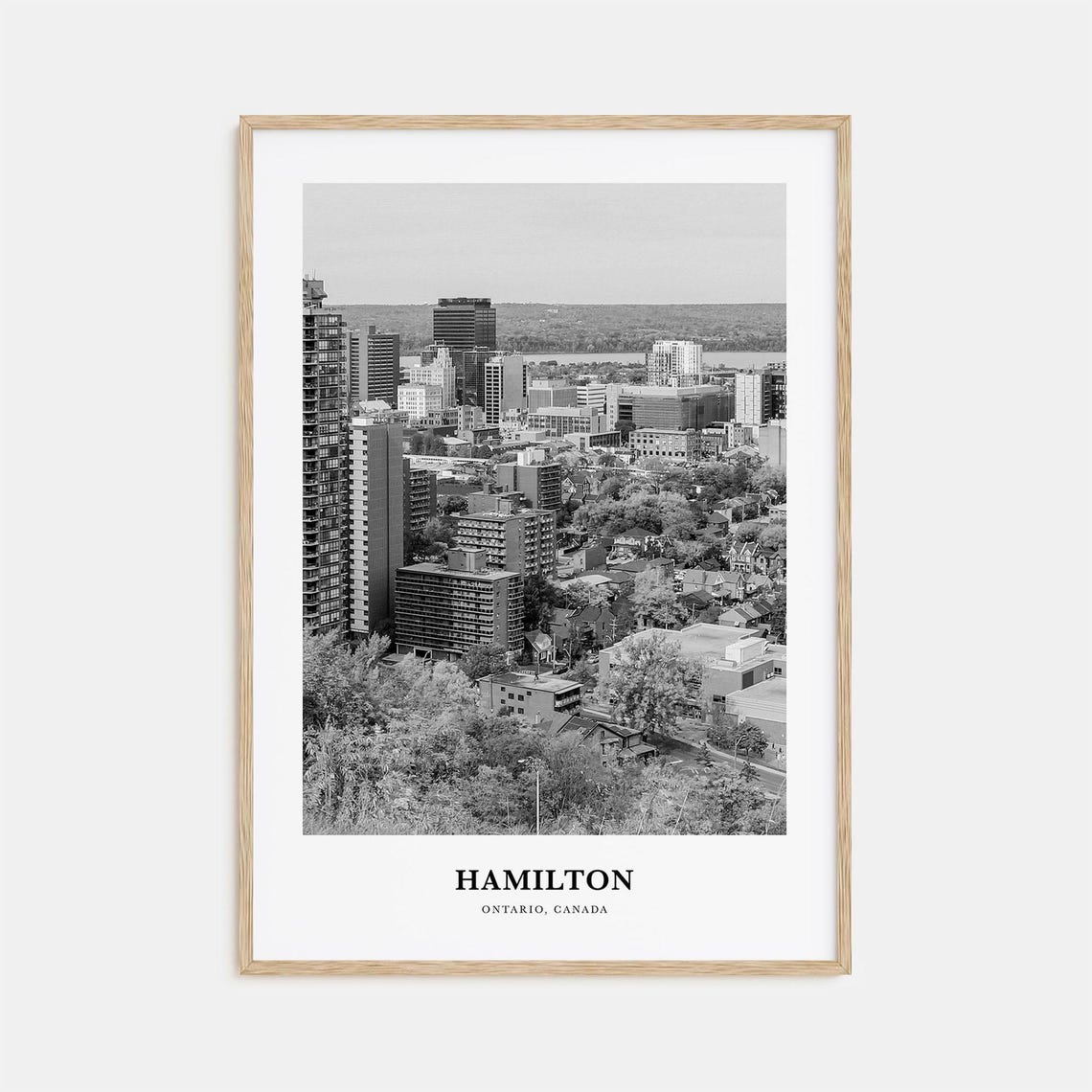 Hamilton Ontario Canada Downtown Towers Lake Black White Poster