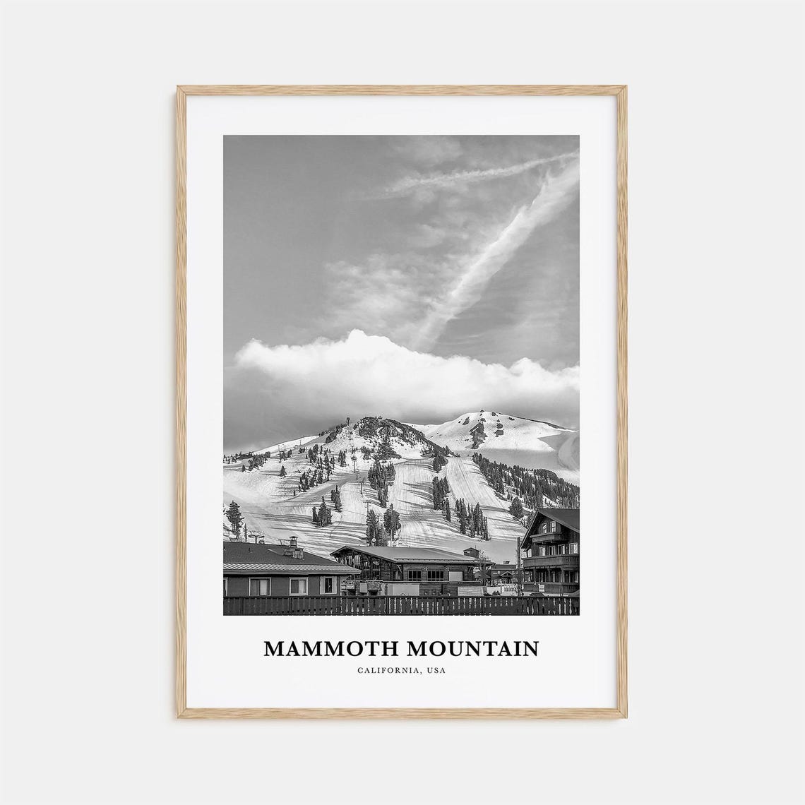 Mammoth Mountain California Ski Slopes Village Black White View Poster