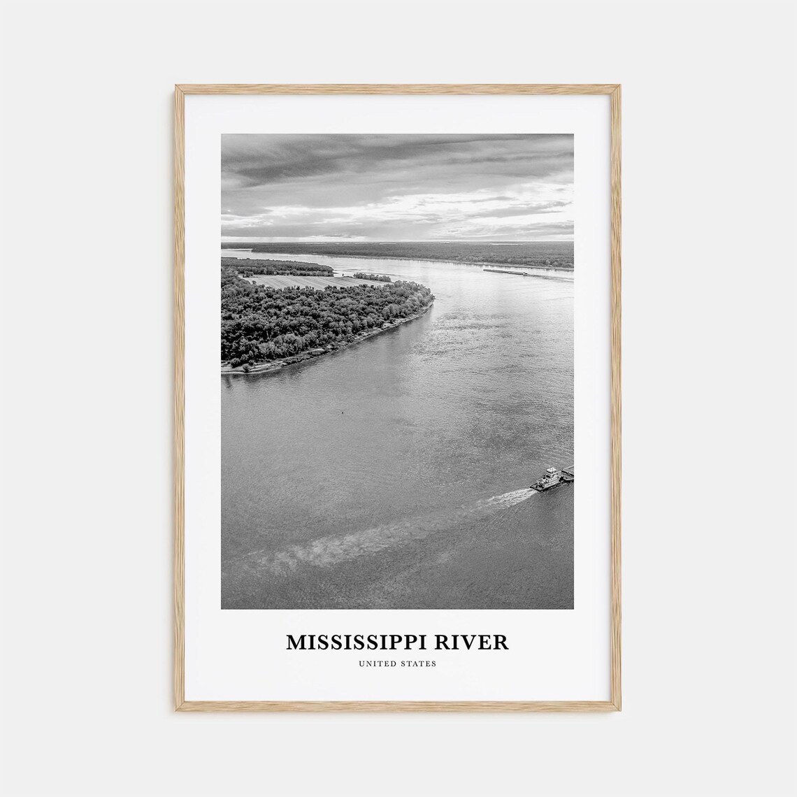 Mississippi River Aerial River Bend Black And White Landscape Poster