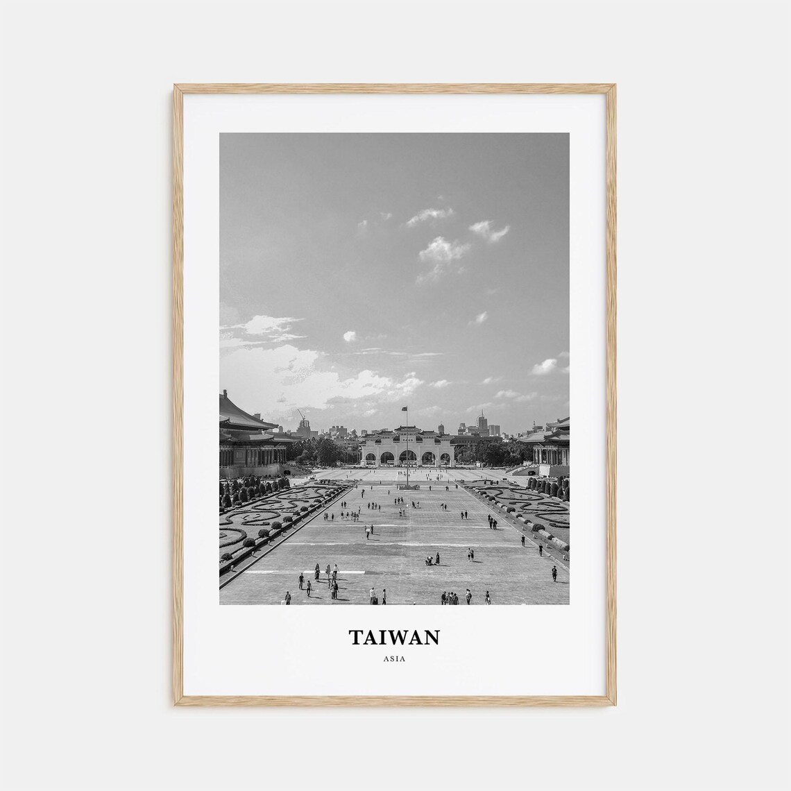 Taiwan Asia Grand Memorial Square Black And White Photo Poster