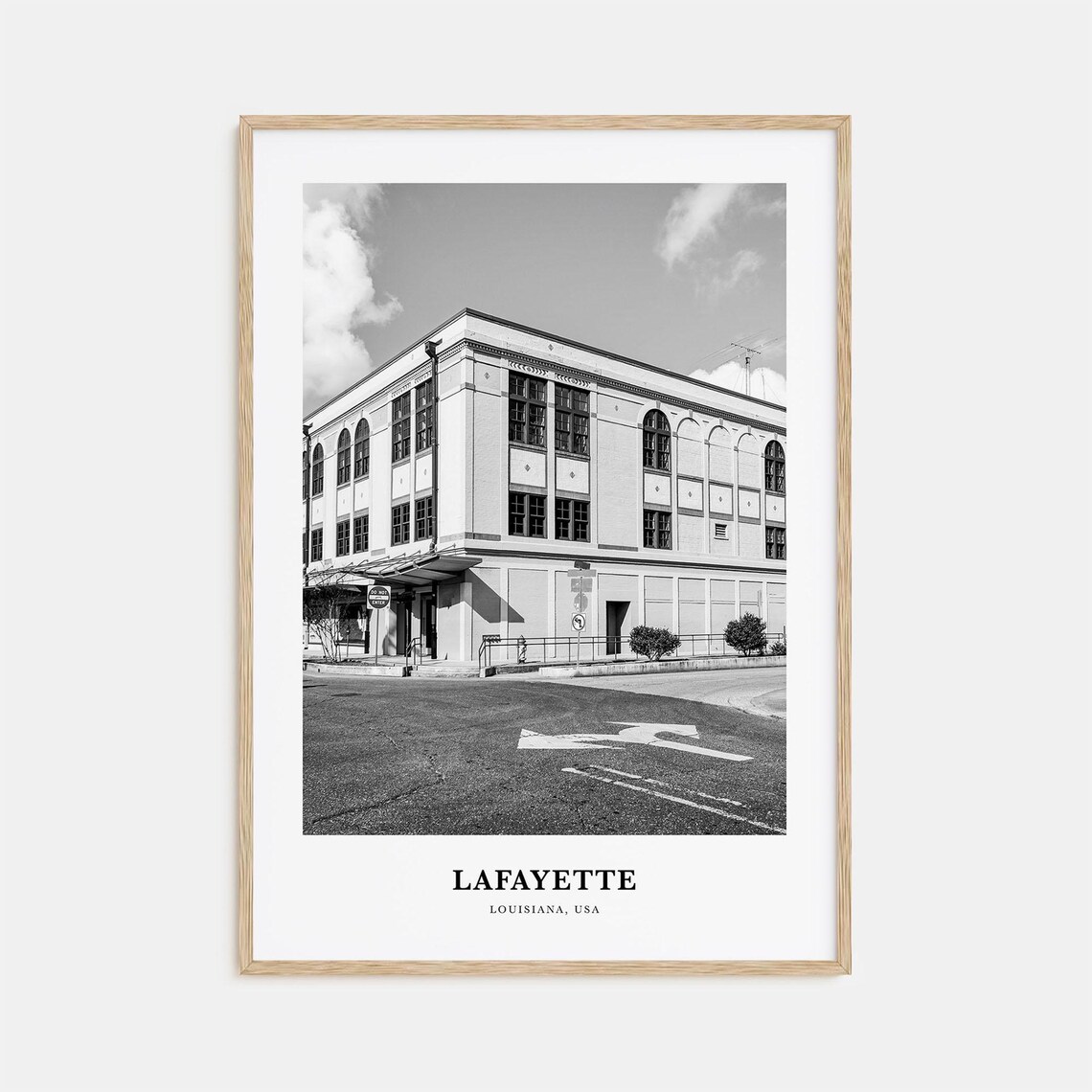 Lafayette Historic Building Black And White Louisiana Poster