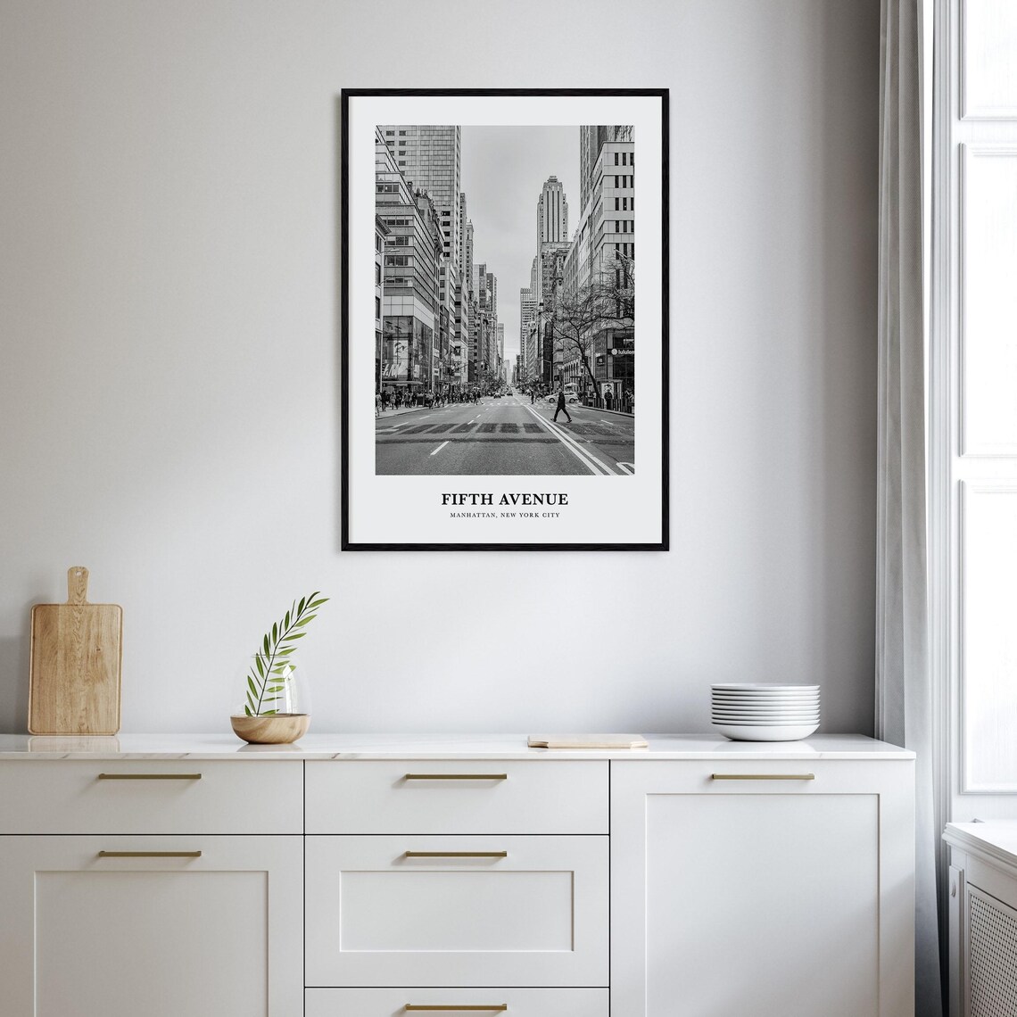 Fifth Avenue Manhattan New York City Street Black White Print - Image 2