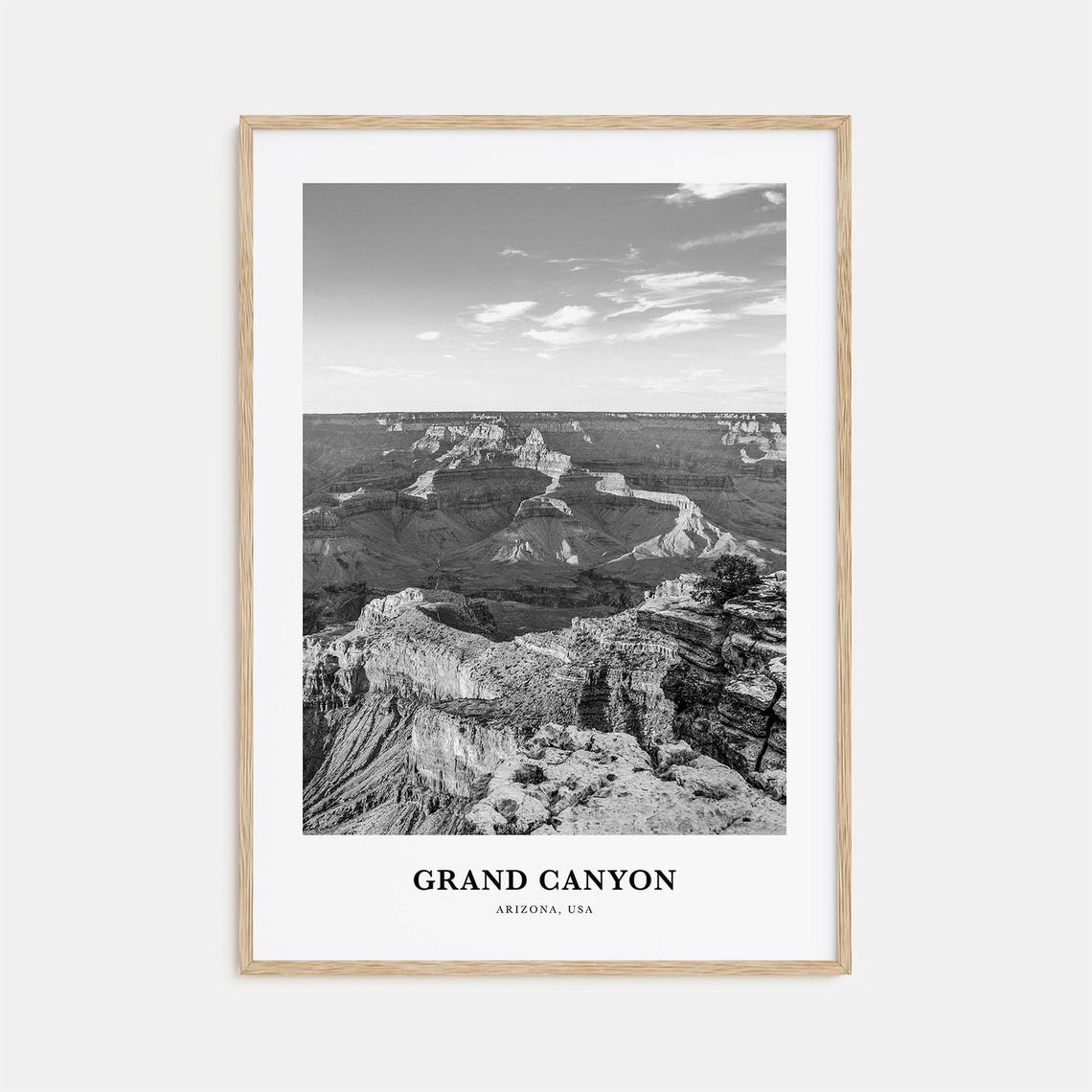 Grand Canyon Arizona Vast Canyon Ridges Black And White Travel Poster