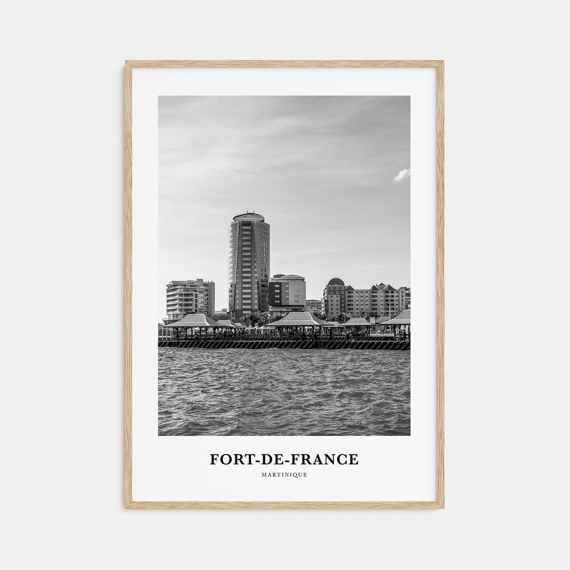 Fort-de-France Martinique Harbor Black and White Photo Poster