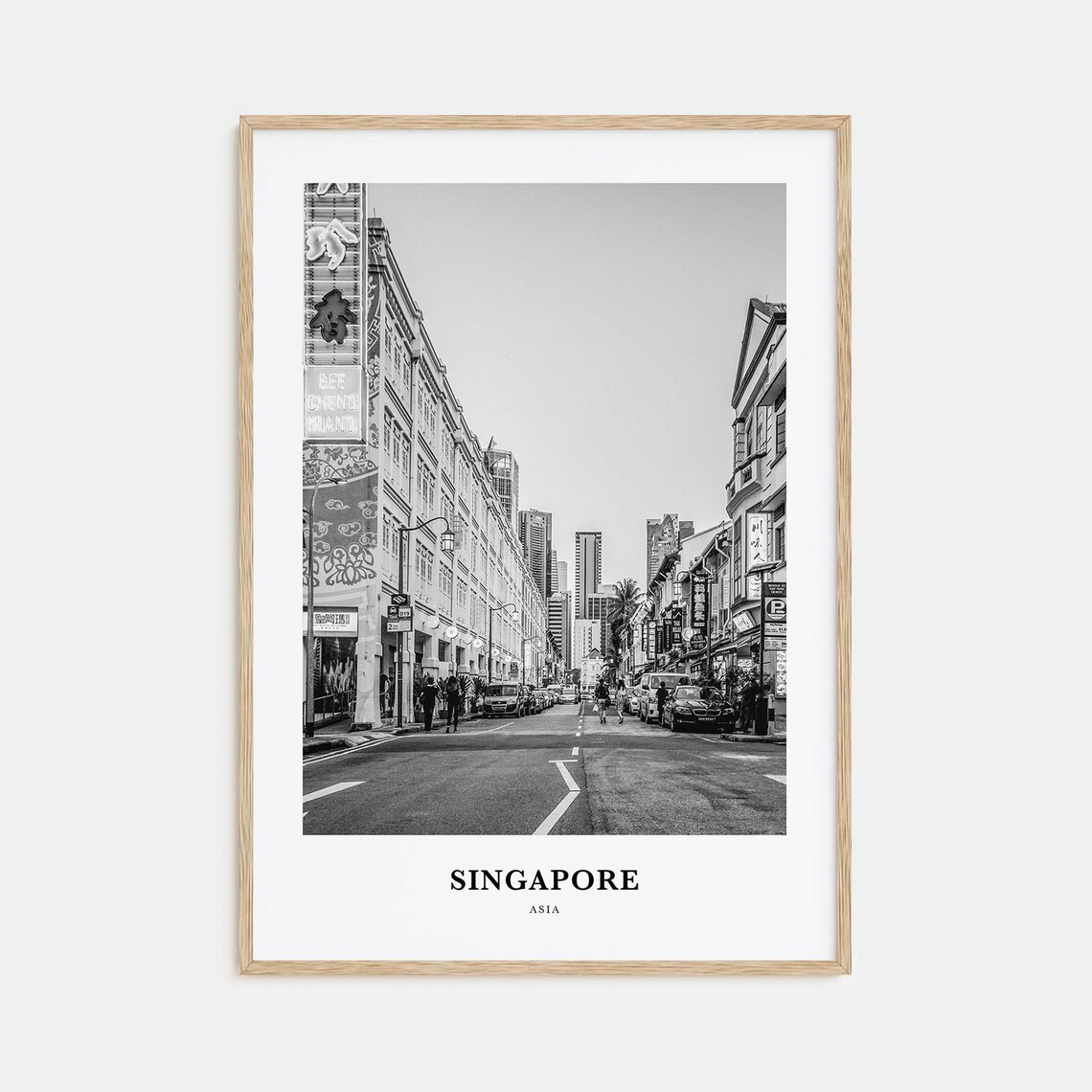 Singapore Chinatown Heritage Street Black and White Photo Poster