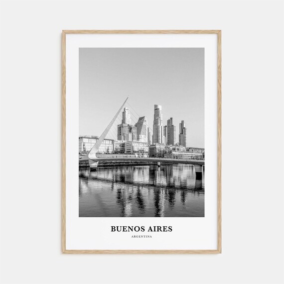 Buenos Aires Modern Bridge Skyline Black and White Cityscape Poster