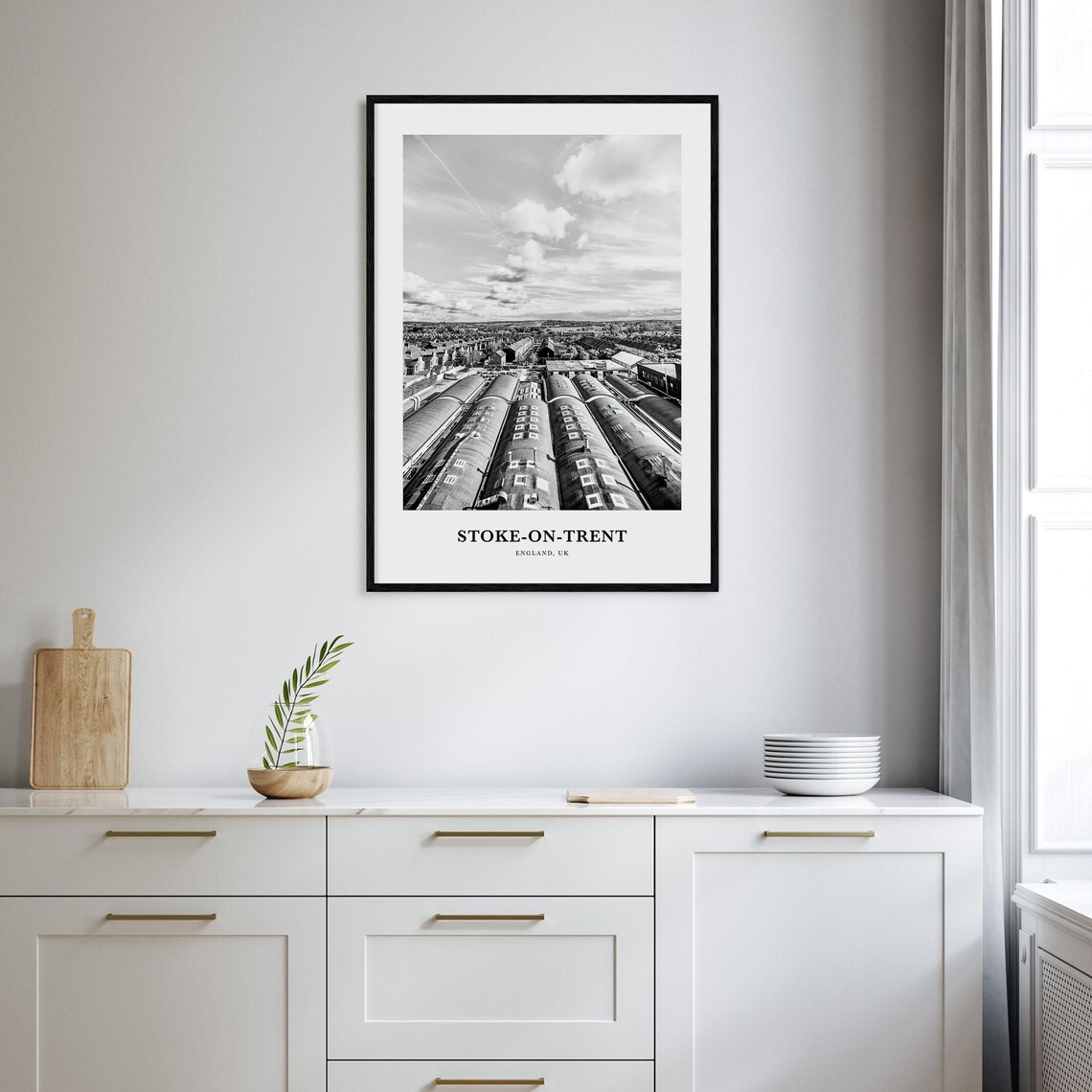 Stoke On Trent Bottle Kilns Aerial Black White Industrial Poster - Image 2