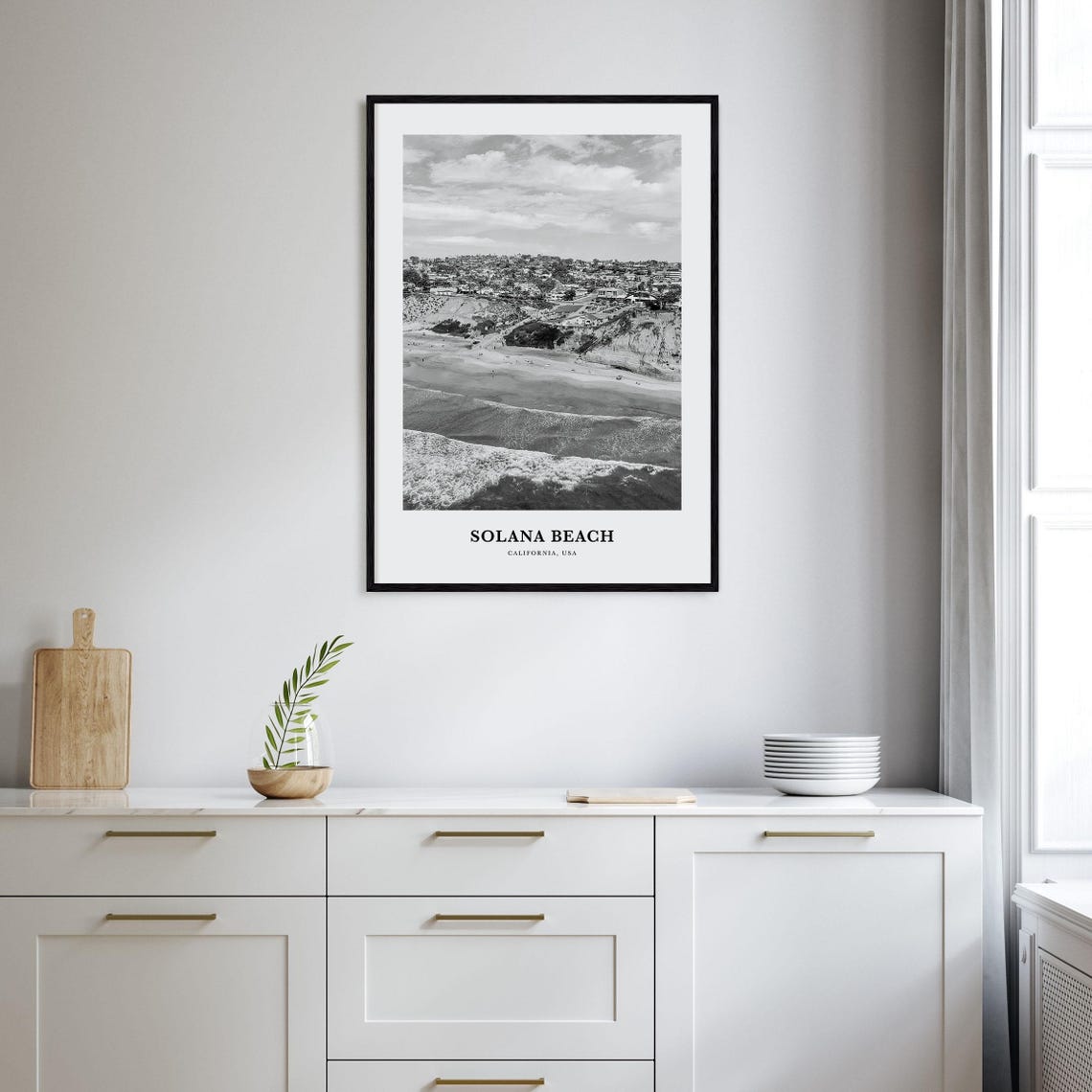 Solana Beach Aerial Ocean and Shoreline View California Travel Poster - Image 2