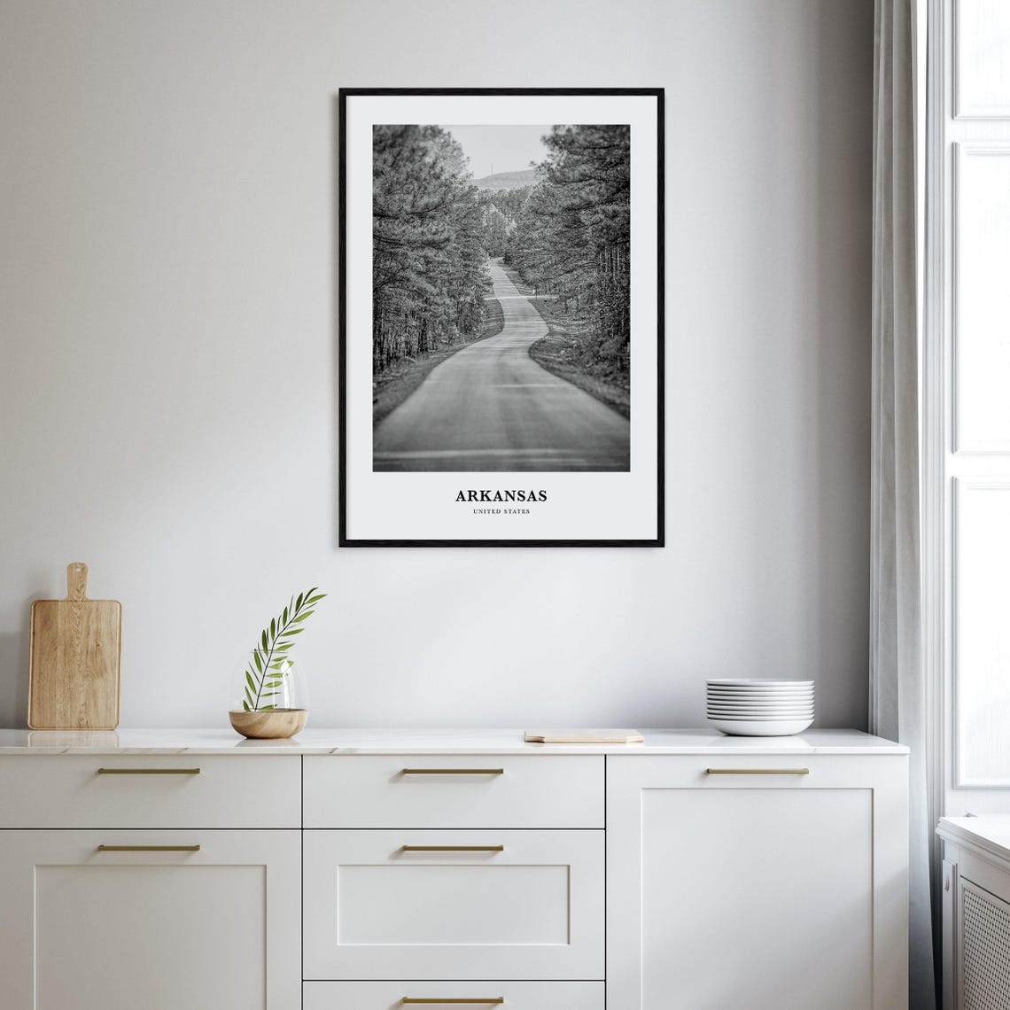 Arkansas United States Winding Forest Road Pine Trees Landscape Poster - Image 2