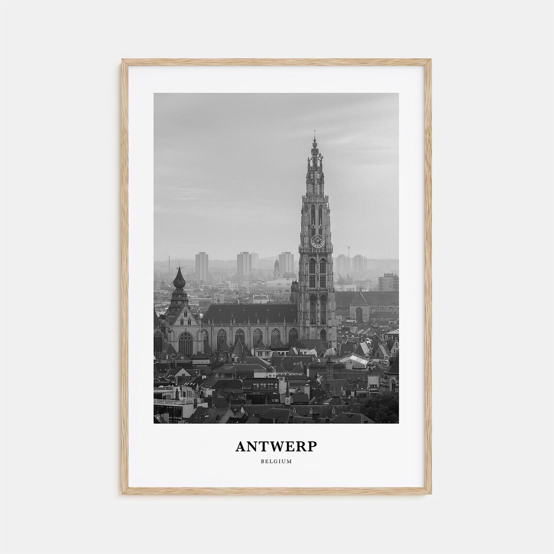 Antwerp Belgium Cathedral of Our Lady Tower City Skyline Poster