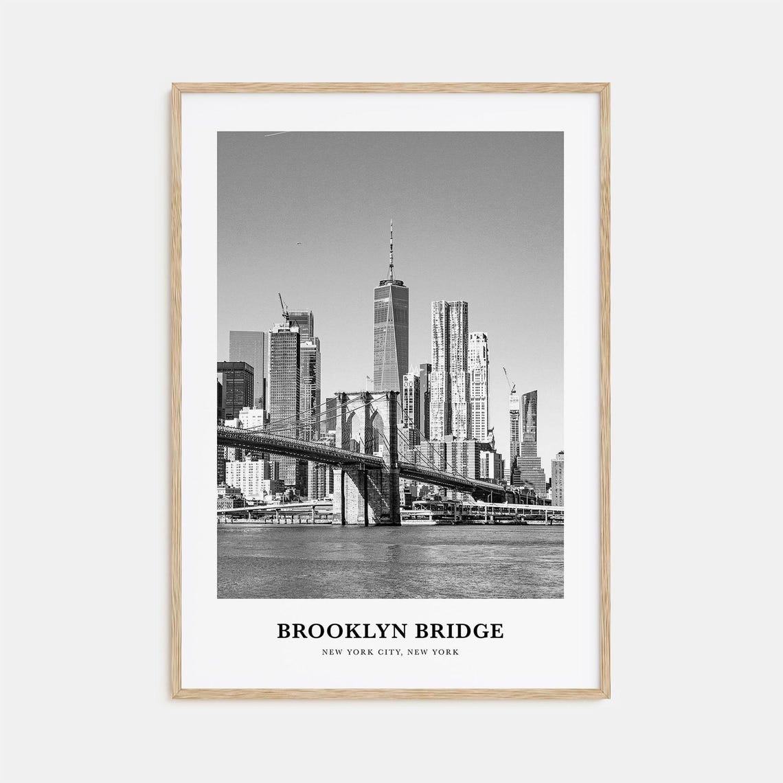 Brooklyn Bridge Manhattan Skyline Crossing Black and White Poster