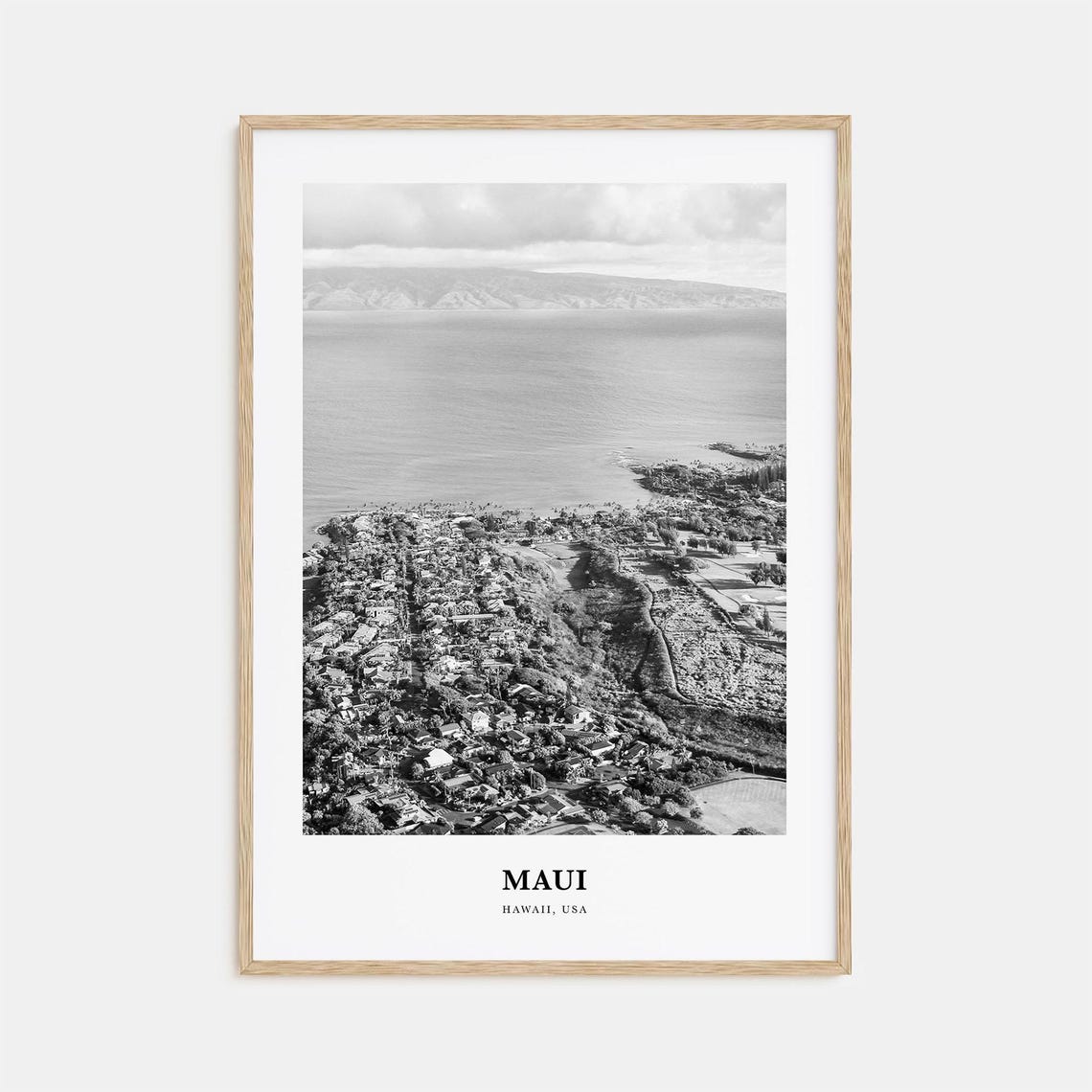 Maui Hawaii Coastal Town Aerial View Over Ocean Photo Poster