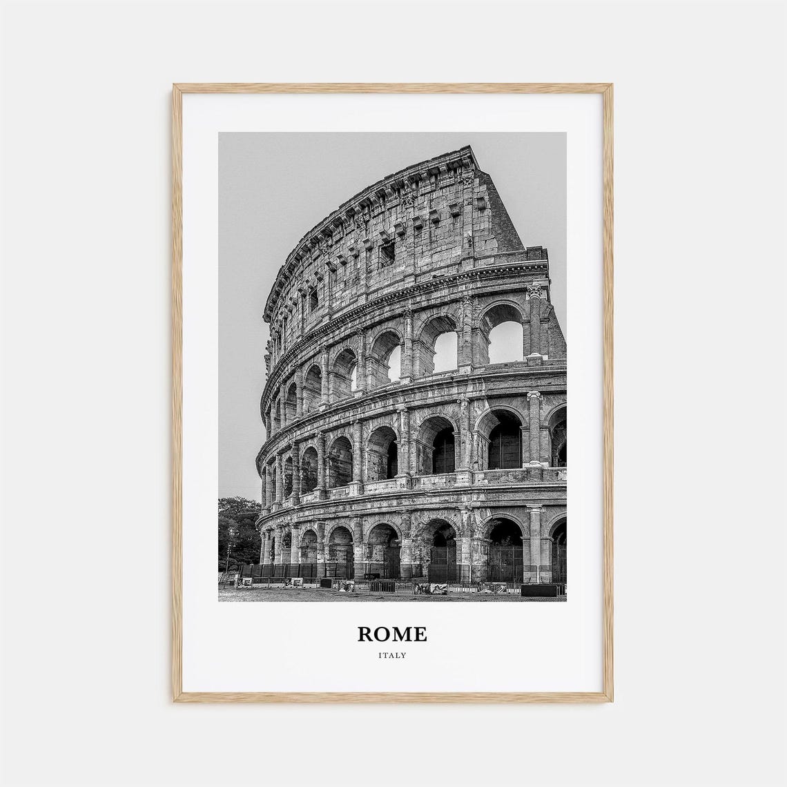 Rome Colosseum Close-Up Black and White Travel Photography Poster