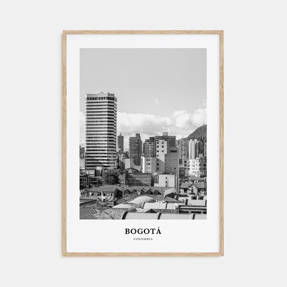 Bogota Colombia City Skyline Andes Backdrop Black and White Poster