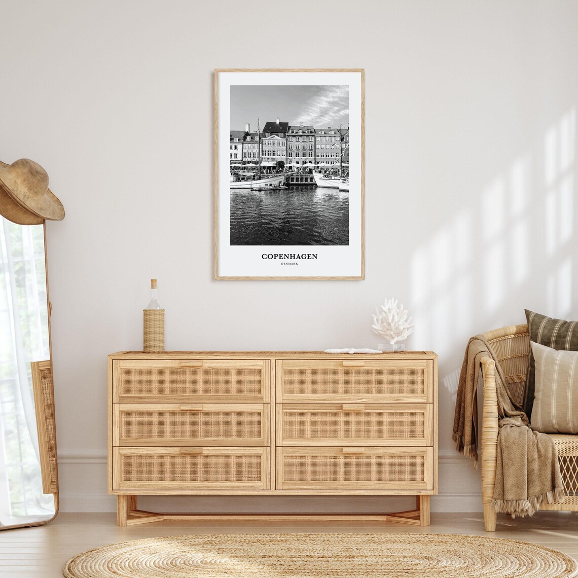 Copenhagen Nyhavn Harbor Boats Black and White Travel Poster - Image 3