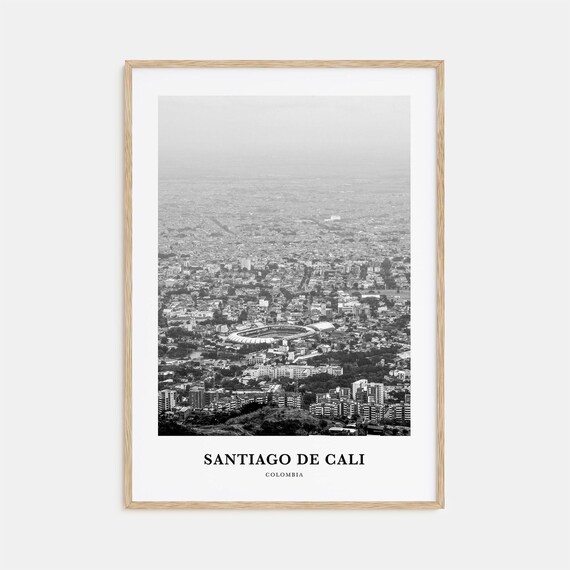 Santiago de Cali Colombia Aerial City View Black White Photo Poster