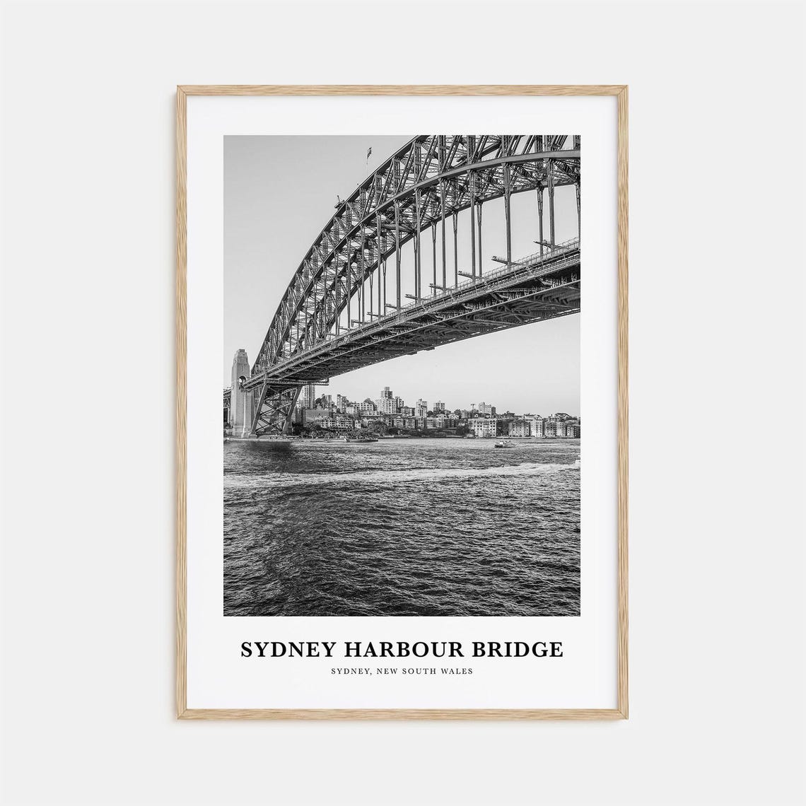 Sydney Harbour Bridge Arch Steel Black and White Travel Poster